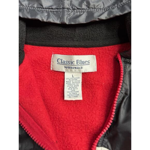 VTG Wrangler Sherpa 1/4 Zip Pullover Hoodie Sz L Jacket Red Gorpcore Colorblock - Picture 3 of 4